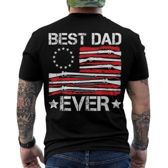 Mens Best Dad Ever Gun Rights American Flag Daddy 4Th Of July Men's T-shirt Back Print - Seseable