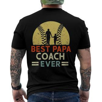 Best Papa Coach Ever Retro Baseball Softball Dad Fathers Day Men's Back Print T-shirt | Mazezy