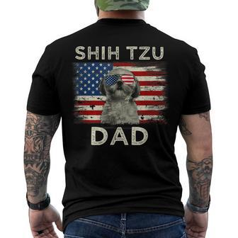 Best Shih Tzu Dad Ever American Flag 4Th Of July Father Day Men's T-shirt Back Print - Seseable