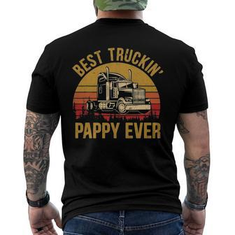 Mens Best Truckin Pappy Ever Big Rig Trucker Fathers Day Men's Back Print T-shirt | Mazezy