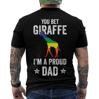 Mens You Bet Giraffe Im A Proud Dad Lgbt Rainbow Men's T-shirt Back Print - Seseable