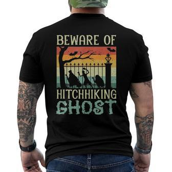 Beware Of The Hitchhiking Ghost Halloween Trick Or Treat Men's Back Print T-shirt | Mazezy