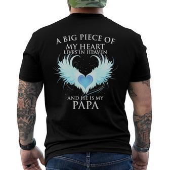 A Big Piece Of My Heart Lives In Heaven And He Is My Papa Te Men's Back Print T-shirt | Mazezy