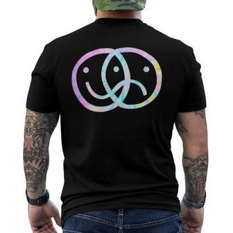 Bipolar Happy Sad Face Rad Indie Skater Culture Tie Dye Men's Back Print T-shirt | Mazezy