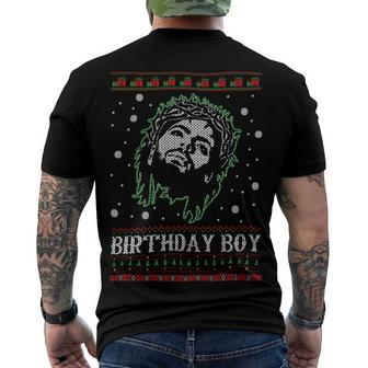 Birthday Boy Jesus Ugly Sweater Christmas Xmas Men's Crewneck Short Sleeve Back Print T-shirt - Monsterry