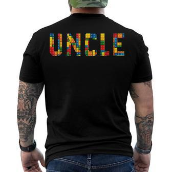 Birthday Brick Builder Blocks Master Builder Uncle Men's T-shirt Back Print - Seseable
