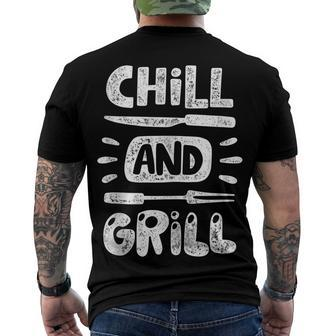 Birthday For Him Husband Dad Grandpa Chill And Grill Men's T-shirt Back Print - Seseable