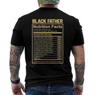 Black Father Fathers Day King Nutrition Facts Dad Men's Back Print T-shirt | Mazezy