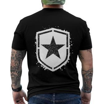 Black Star Sponge Stencil Star Inside Shild Men's Crewneck Short Sleeve Back Print T-shirt - Monsterry DE