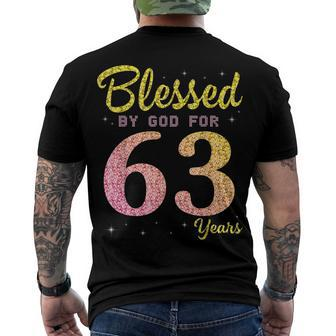 Blessed Birthday By God For 63 Years Old Happy To Me You Mom Men's T-shirt Back Print - Seseable