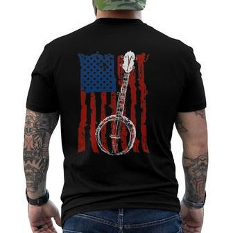 Bluegrass Banjo American Patriotic Usa Flag Men's Back Print T-shirt | Mazezy