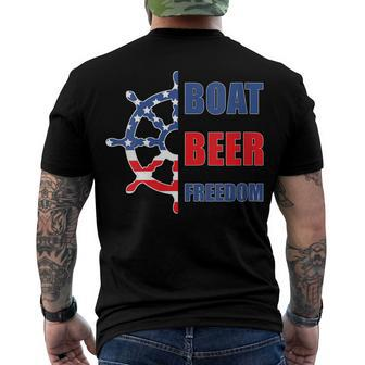 Womens Boat Beer Freedom Nautical Boating 4Th Of July Boaters Men's T-shirt Back Print - Seseable