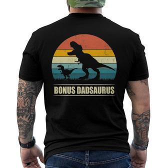 Mens Bonus Dadsaurusrex Dinosaur Bonus Dad Saurus Family Men's Back Print T-shirt | Mazezy