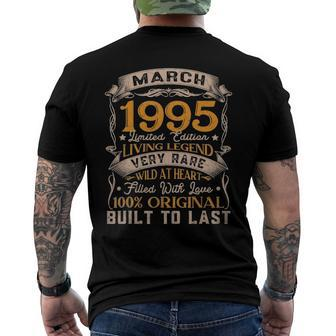Born In March 1995 Vintage 27Th Birthday 27 Years Old Men's Back Print T-shirt | Mazezy