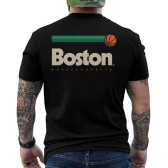 Boston Basketball B-Ball Massachusetts Green Retro Boston Men's Back Print T-shirt | Mazezy