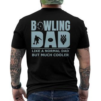 Mens Bowling Dad Ten Pin Bowler Unique Affordable Idea Men's Back Print T-shirt | Mazezy