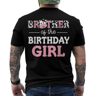 Brother Of The Birthday Girl Farm Cow Daddy Papa 1St Men's T-shirt Back Print - Seseable