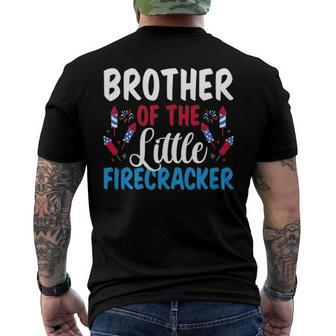 Brother Of The Little Firecracker 4Th Of July American Flag Men's Back Print T-shirt | Mazezy