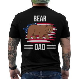Brown Bear Us Flag 4Th Of July Fathers Day Bear Dad Men's T-shirt Back Print - Seseable