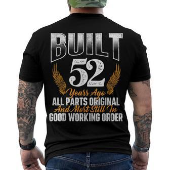 Built 52 Years Ago 52Nd Birthday 52 Years Old Bday Men's T-shirt Back Print - Seseable