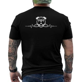 Bulldog Heartbeat Ekg Dog Lover Men's Back Print T-shirt | Mazezy