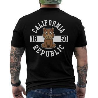 California Republic Flag Bear Yoga Men's Back Print T-shirt | Mazezy