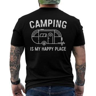 Camping Is My Happy Place Happy Camper Men's Back Print T-shirt | Mazezy