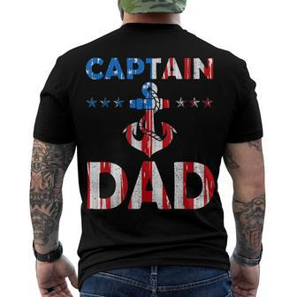 Captain Dad Boat Owner American Flag 4Th Of July Men's T-shirt Back Print - Seseable