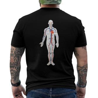 Cardiovascular Circulatory System Labeled Diagram Men's Back Print T-shirt | Mazezy