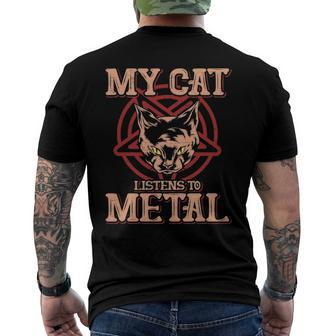 My Cat Listens To Metal Black Dark Rock Death Metal Men's Back Print T-shirt | Mazezy