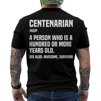 Centenarian Definition 100 Years Old 100Th Birthday Men's T-shirt Back Print - Seseable