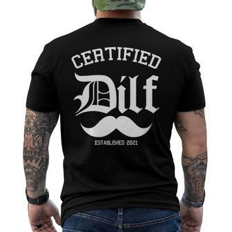 Mens Certified Dilf Pregnancy Announcement For Fathers Men's Back Print T-shirt | Mazezy
