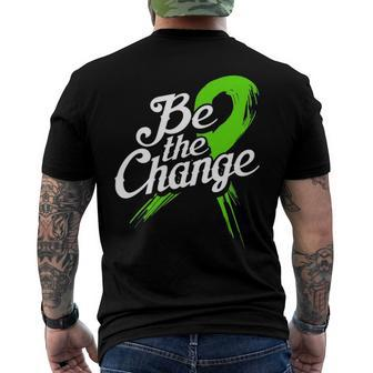 Be The Change Green Ribbon Mental Health Awareness Men's Back Print T-shirt | Mazezy