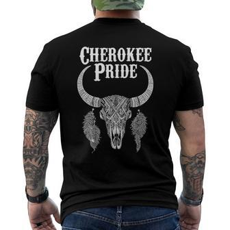 Cherokee Pride Tribe Native American Indian Buffalo Men's Back Print T-shirt | Mazezy
