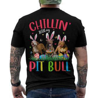 Chillin With My Pit Bull Easter Eggs Happy Easter T-Shirt Men's T-shirt Back Print - Seseable
