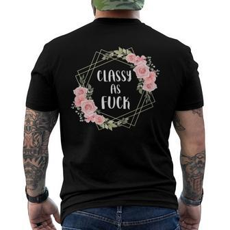 Classy As Fuck Floral Wreath Polite Offensive Feminist Men's Back Print T-shirt | Mazezy
