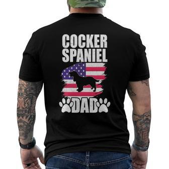 Cocker Spaniel Dad Dog Lover American Us Flag Men's Back Print T-shirt | Mazezy