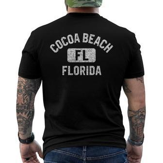 Cocoa Beach Fl Florida Gym Style Pink W Distress White Print Men's Back Print T-shirt | Mazezy
