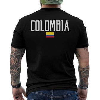 Colombia Flag Vintage White Text Men's Back Print T-shirt | Mazezy