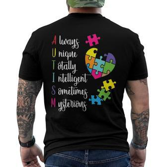 Colorful Autism Awareness For Asd Parents Men's Back Print T-shirt | Mazezy