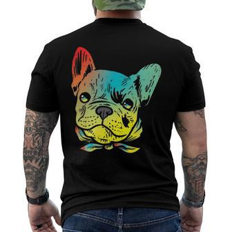 Colorful French Bulldog Face Frenchie Dog Lover Owner Men's Back Print T-shirt | Mazezy