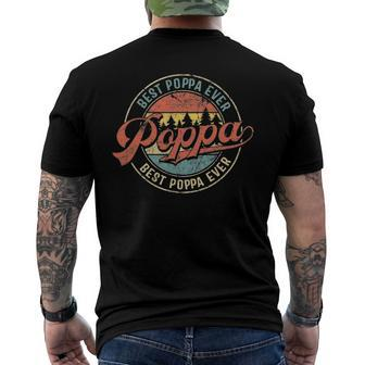 Mens Cool Poppa Fathers Day Retro Best Poppa Ever Men's Back Print T-shirt | Mazezy
