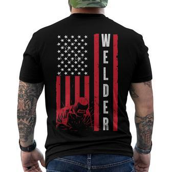 Cool Welding Us Flag Art For Men Women Welder Welding Lover Men's Back Print T-shirt | Mazezy