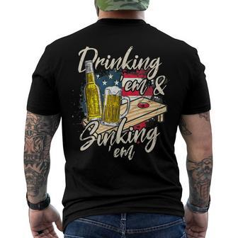 Cornhole Beer Drinking Em Sinking Em 4Th Of July Men's T-shirt Back Print - Seseable