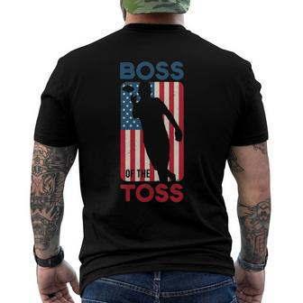 Cornhole S For Men Boss Of The Toss 4Th Of July Men's Back Print T-shirt | Mazezy
