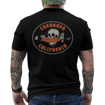 Coronado California Ca Retro Surfer Beach Front & Back Men's Back Print T-shirt | Mazezy