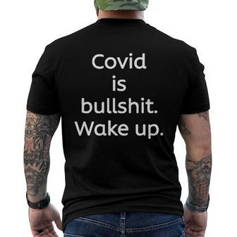 Covid Is Bullshit Wake Up Men's Back Print T-shirt | Mazezy