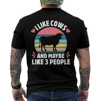 I Like Cows And Maybe Like 3 People Farm Farmer Cow Print Men's Back Print T-shirt | Mazezy