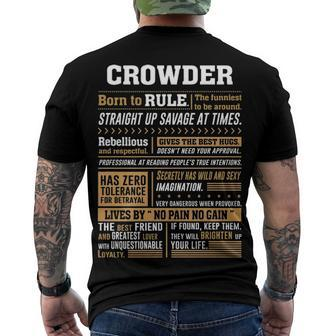 Crowder Name Crowder Born To Rule Men's T-Shirt Back Print - Seseable