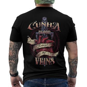 Cunha Blood Runs Through My Veins Name Men's Crewneck Short Sleeve Back Print T-shirt - Monsterry AU